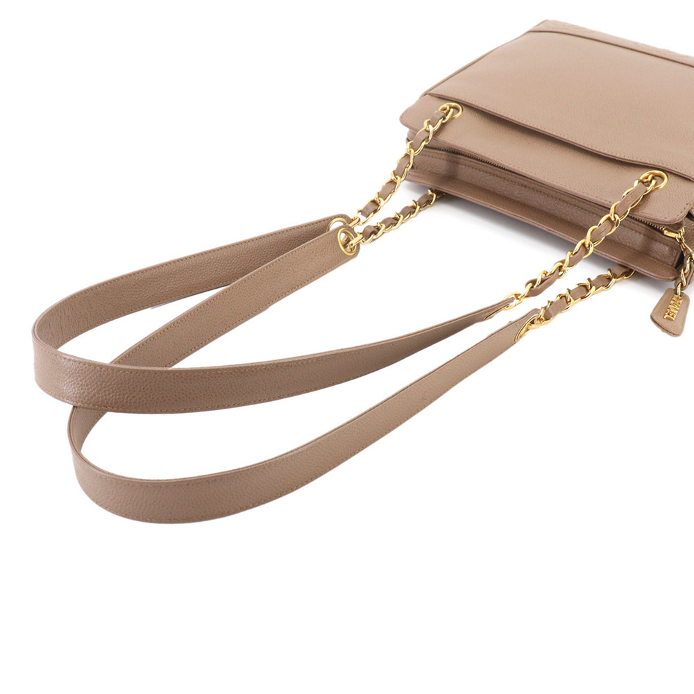 Chanel Triple Coco Chain Shoulder Handbag, Caviar Leather, Light Brown, Gold ... - Picture 6 of 10